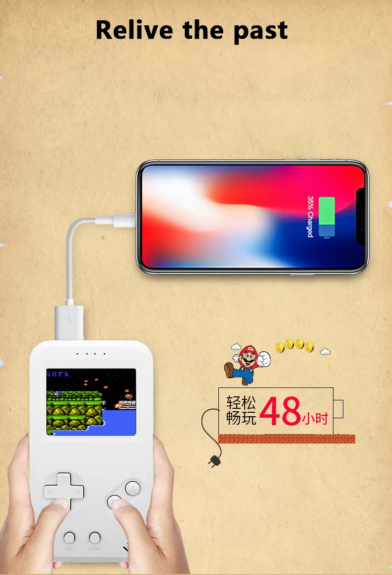CooToo DY01 2 в 1 Ретро Ностальгический 6000 мАч power bank игровая консоль встроенный 99 Классическая маленькая игровая портативная игровая консоль