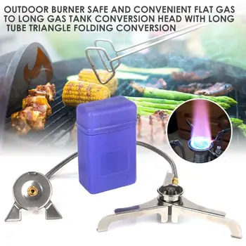 

Gas Tank Adapter Compact Portable Metal Silver BBQ Cook Outdoor Camp Picnic Gas Tank Converter Traveling Wood Burning Hiking