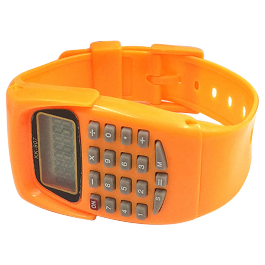orange Digital Display Wrist Multifunctional Exam Oriented Portable Students Mini Kids Fashion Calculator Watch Electronic Practical - Color: orange