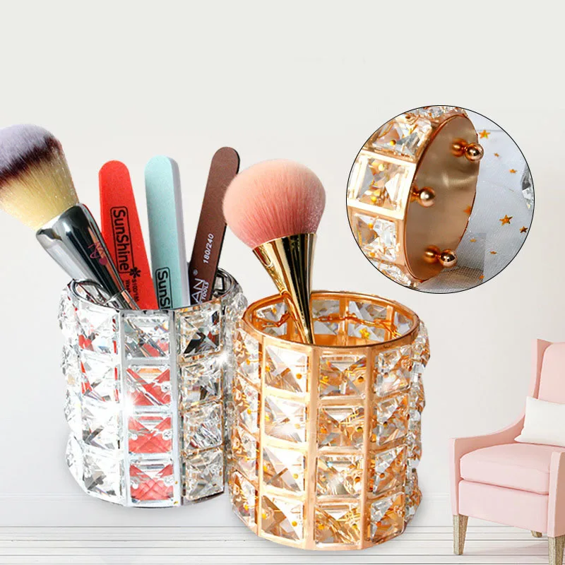 

Creative European Crystal Pen Home Office Desktop Storage Manicure Beauty Eyebrow Pencil Makeup Brush Pen Holder12*10cm