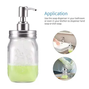 Clear Glass Jar Soap Dispenser With Pump Classic Decor For Bathroom Kitchen Farmhouse For Essential Oils Lotions Liquid Soaps