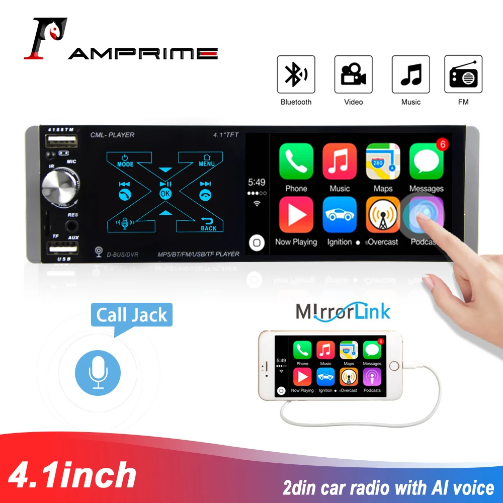 AMPrime автомобильное радио 1din 4 1 &quotFM авто аудио стерео Bluetooth Авторадио дистанционное управление USB FM