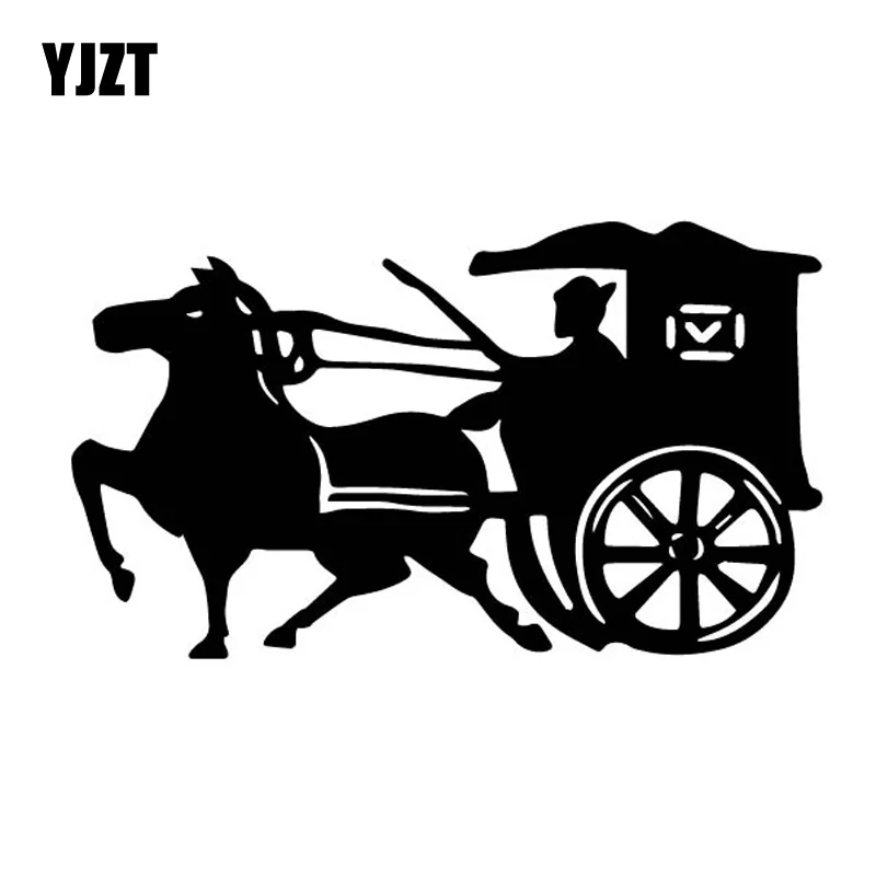 YJZT 15.2CM*8.8CM Cool Carriage With Palanquin People Silhouette Dazzling Vinly Decal Decor Car Sticker Black/Silver C27-1019 | Автомобили