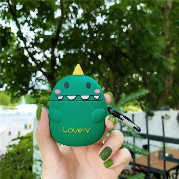 

Bluetooth Silicone Case for AirPods Cute Earphone Case for Airpods 2 with Keychain Cartoon Dinosaur Design