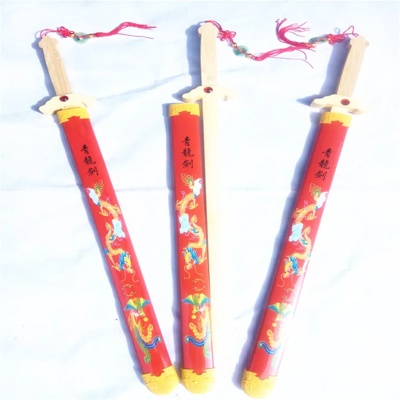 Стиль Bamboo qing длинная Цзянь красная лента Дракон деревянный Цин длинная Цзянь детская игрушка стойло живописная зона Храмовая ярмарка горячая распродажа