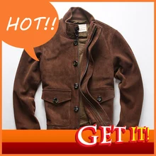 Быстрая, натуральная кожа, зимняя, осенняя куртка, Мужская, замша, Воловья кожа, куртка A1, U.S. Air Force Flight, винтажное, классическое, теплое пальто