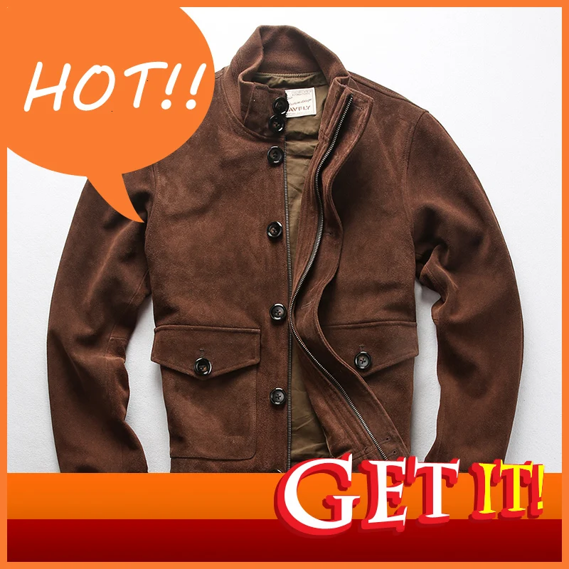Fast Shipping Genuine Leather Winter Autumn Jacket Men's Suede Cowhide A1 U.S. Air Force Flight Vintage Classic Warm Coat | Мужская