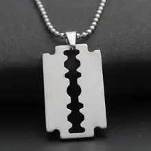 Chain Necklace Razor-Pendant Ball-Blade Jewelry Steel Cool Stainless-Steel Silver-Color
