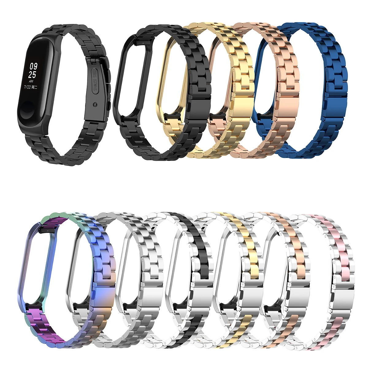 

Stainless Steel Strap for XiaoMi Mi Band 3 4 Wrist Strap Metal Screwless Steel Bracelet Miband 3 Wristbands wrist strap