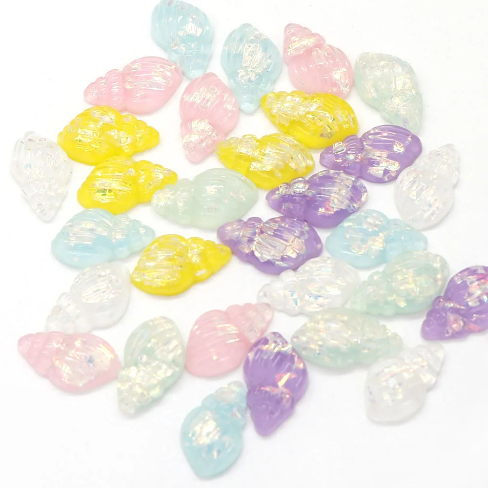 

10Pcs Mix color Lovely Shell Conch Shape Resin Rhinestone Flat Back Crystals Rhinestones Stone DIY Hair Clip Headwear Decoration
