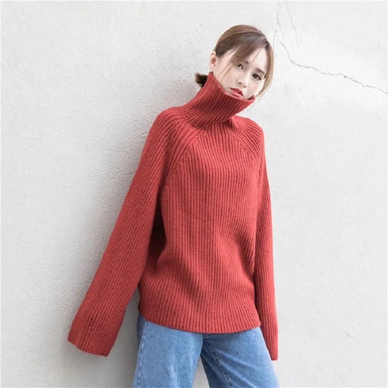 Cheap Ccibuy Women Sweater Casual Loose Turtleneck Knitted Jumpers for women Long Batwing Sleeve Crocheted Pullovers Streetwear Winter