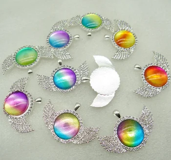 

2020 Hot sell 8PC wholesale Natural Stone Quartz Crystal Unakite Round Shaped Pendant Diy Jewelry Making necklace for woman