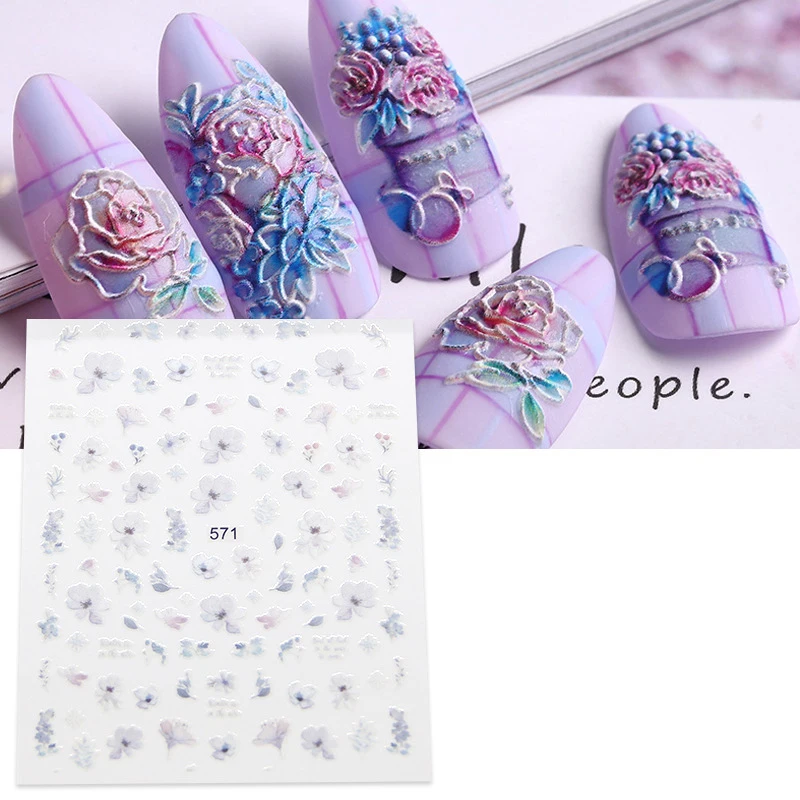 Gold Silver Circle Nail Stickers Hollow Geometry Line 3D Nail Art Sticker Adhesive Slider Sticker Star 3