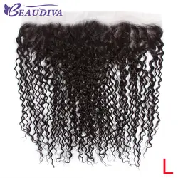 BeauDiva 100% Remy бразильские кудрявые человеческие волосы с фронтальной застежкой 13*4 с детскими волосами натуральный цвет 8 "-22" Бесплатная