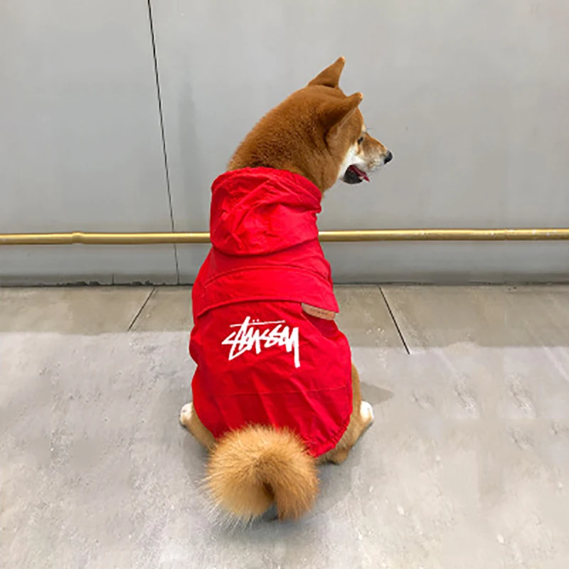 Мода perro ropa mascota lluvia abrigo al aire libre sólido con capucha impermeable mascota perro cachorro chaqueta