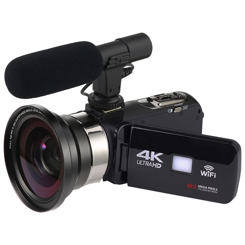 RISE-3.0 Inch Digital Video Camera 48MP Home Travel Camera Electronic Anti-Shake 4K HD Camera