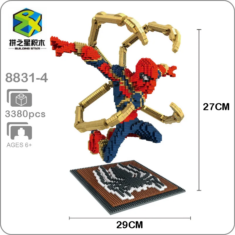 

Building Star Marvel Avengers Fly Spider Man Super Hero DIY 3D Model Diamond Mini Building Small Blocks Toy for Children no Box