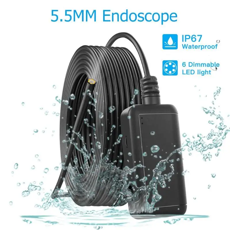 

VODOOL 2M/5M/10M WiFi 5MP HD 1920P 6 LED Lens Endoscope IP67 Industrial Inspection Endoscope Camera