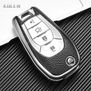 TPU Leather Type Car Flip Key Case Cover Fob For Chevrolet Chevy Cruze Malibu Volt Bolt Trax Camaro Spark Protector Accessories