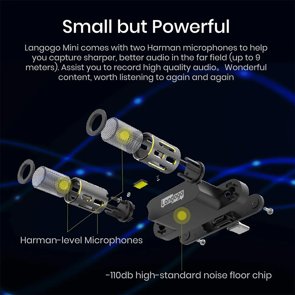 Gravador de Voz Distâncias para Repórter c tipo Relâmpago Langogo Mini Microfone Case Receber Som Longas Advogado Usb Wav - Image 4