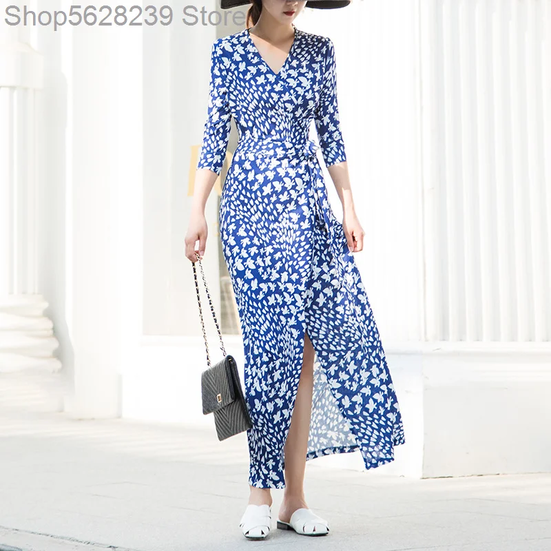 

2020 Season V Collar Sexy Split Wrap Skirt Classic High Waist Slimming Wrapped Chest Long Skirt Dress