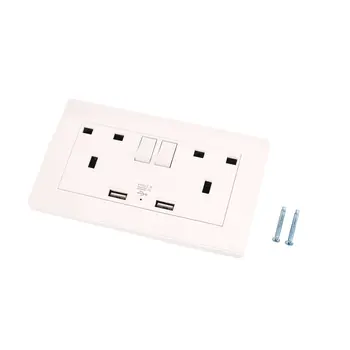 

2 Gang Wall Socket Dual USB Port Outlets Plate Panel Power Supply UK Plug