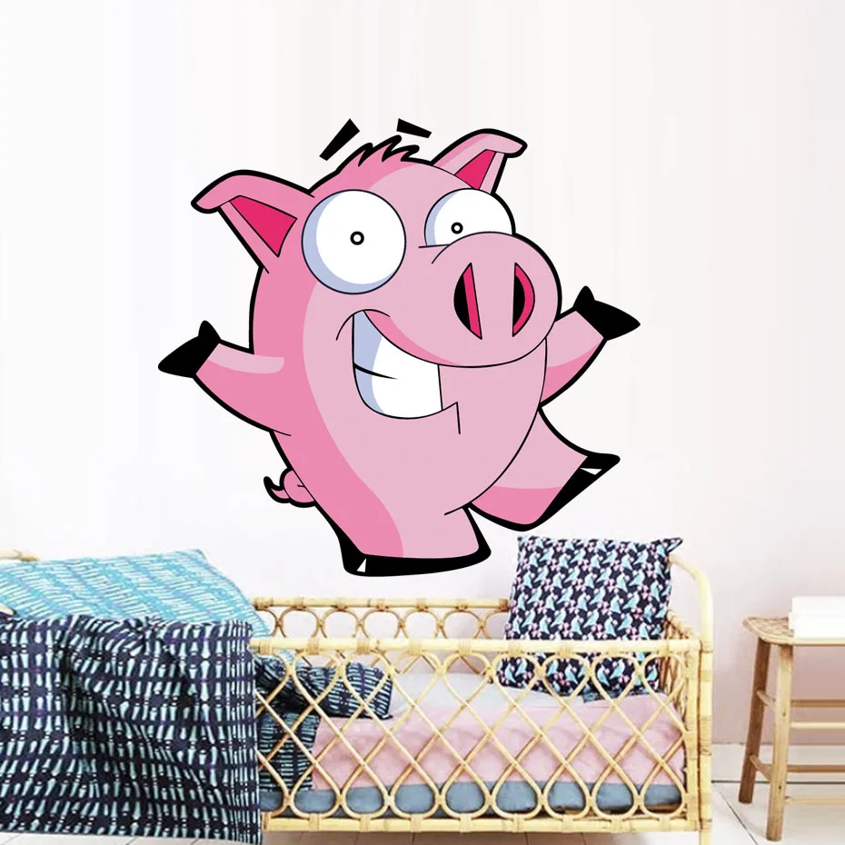 Funny Pig kangaroo Cat Horse Wall Stickers Art Creative Animals Decals for Kids Nursery Room Bedroom Door Home Mural Decoration (3)