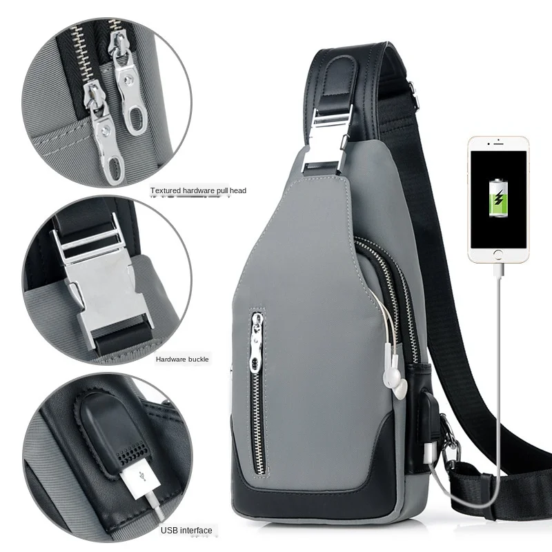 

"men's Crossbody Bag Shoulder Oxford Cloth Bag USB Charging Multifunctional Handbag Style Interior Decoration Gender Shape"