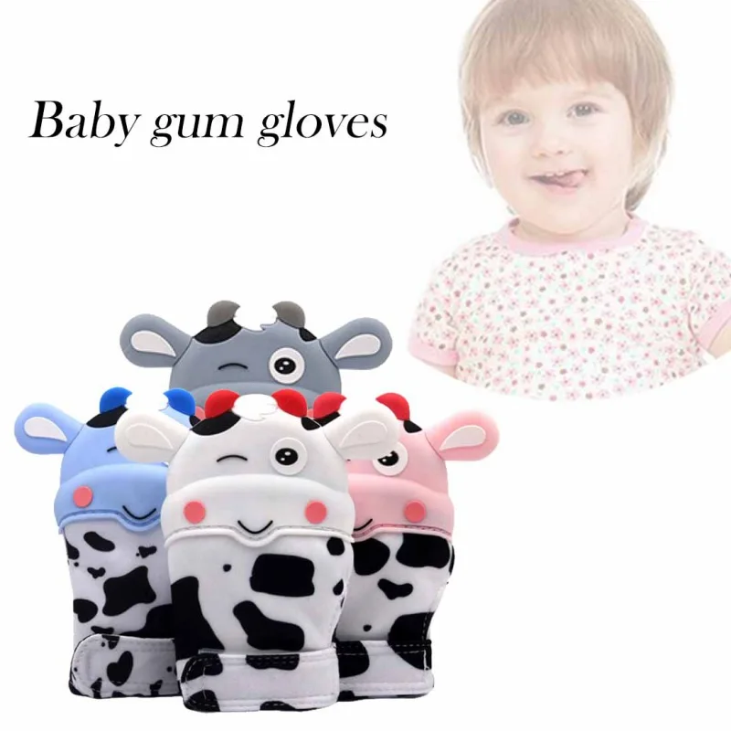 

Newborn Baby Cute Cartoon Silicone Teether Baby Bijtringen Mitten Pain Relief Self-Soothing Teething Glove For Baby