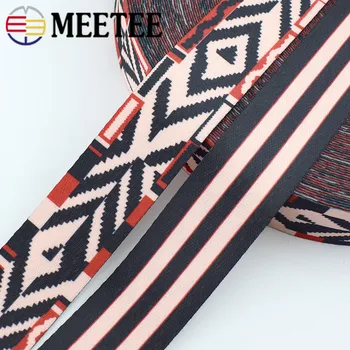 

Meetee 5M 38/50mm Nylon Polypropylene Printed Webbing Jacquard Lace Ribbon for Bags Strap DIY Garment Decoration Sew Material