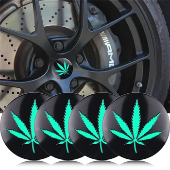 

Car styling 4pcs 56mm Weed Leaf emblem Tire wheel cap badge sticker for Mitsubishi Renault Honda Toyota Hyundai Opel Accessories