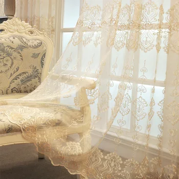 

String of Heart-shaped Embroidery Tulle Curtain for Living room Window Screen Beige Blue Purple Garden Semi-Shading Voile M137D3