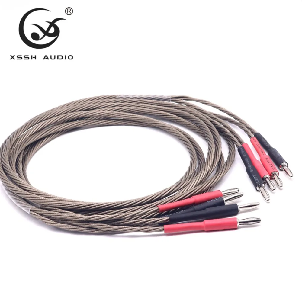 

XSSH 1 pair Hi-end DIY HIFI Silver Plated 4 banana plugs to 4 banana plugs ODIN 8 core speaker cable Cord Wire