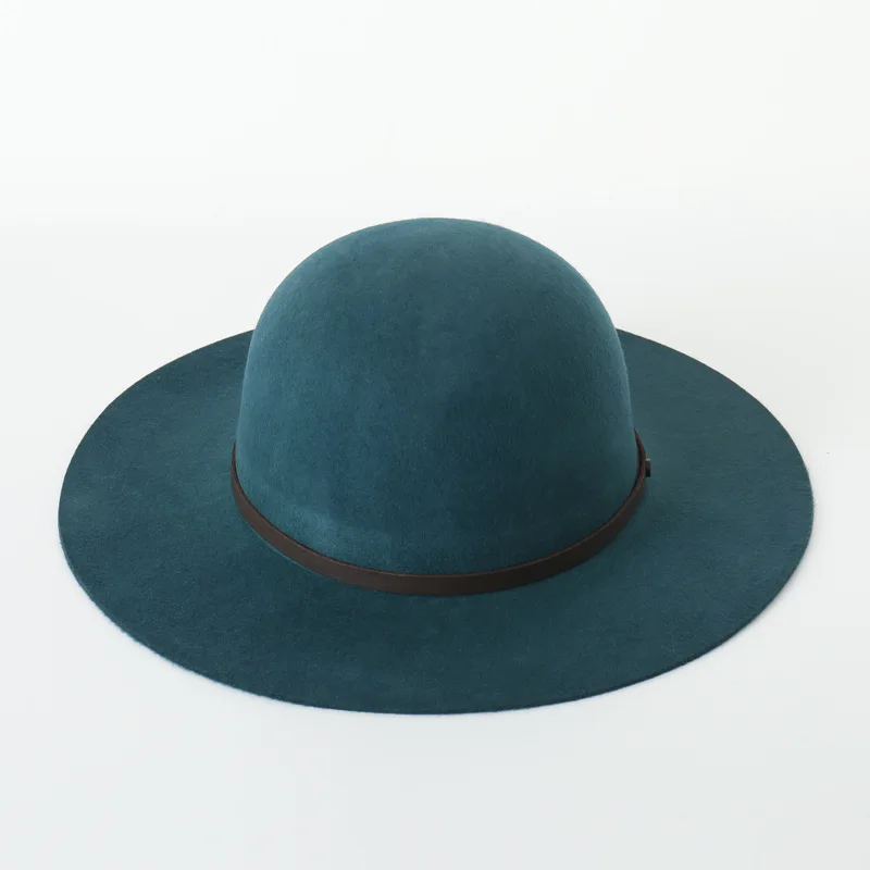 

New Style Autumn And Winter Wool Women's Big Brim Bowler Hat Leather Belt Metal Buckle-Style Wool Felt Bucket Hat Fashion Hat