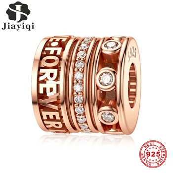 

Jiayiqi Forever Love Charms 925 Sterling Silver CZ Beads Fit Women Pandora Original Charms Bracelets & Necklaces DIY Jewelry
