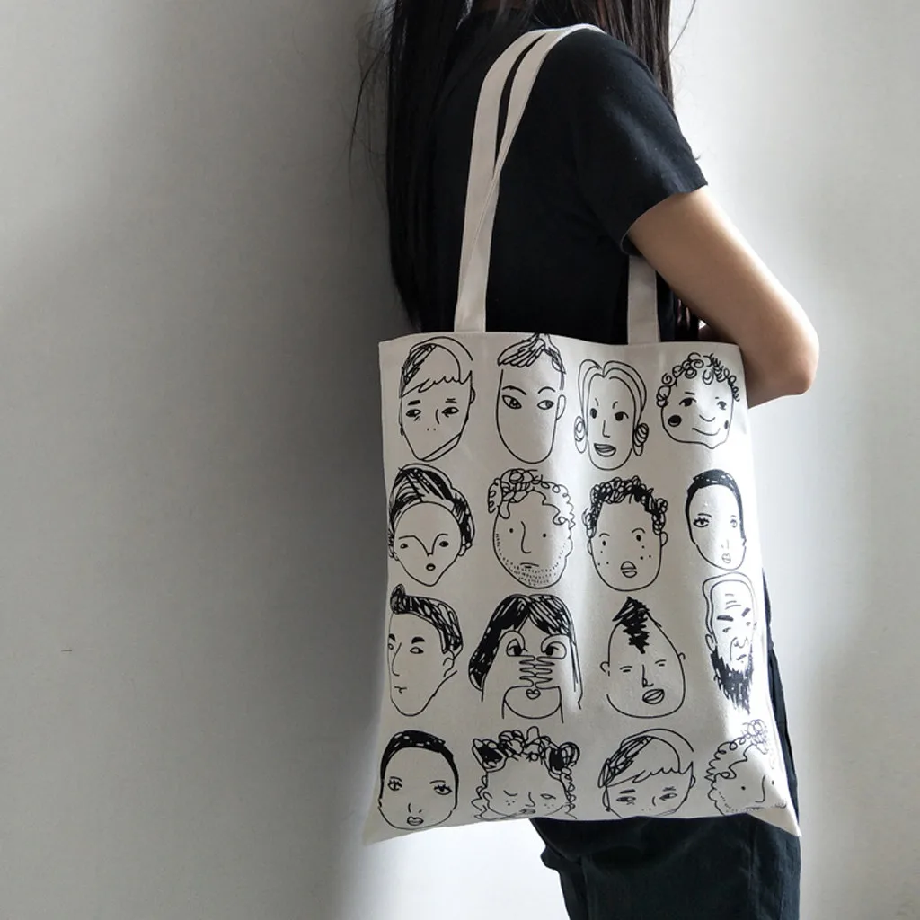 Женская Холщовая Сумка через плечо вместительные сумки с принтом художественные многоразовые сумки для покупок клатч bolsa женские сумки