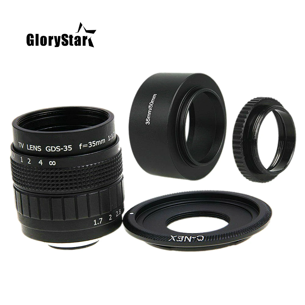 35 Millimetri F1.7 Cctv Movie Lens + C-Nex Mount + Lens Hood + Macro Ring Per Sony E Mount A6500 A6300 A6000 Nex6 Nex7 Nex3 Nex5 Nex5T 35F17