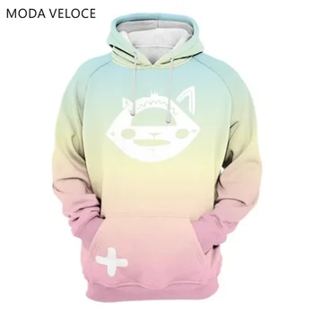 

MODAVELOCE Gradient Cat Hoodie Polyester With Wool Anime Clothes Women Anime's Women's Hoodies Pullover