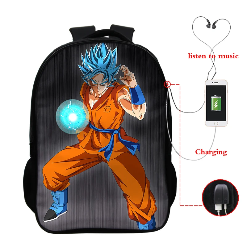 USB зарядка мочилы Жемчуг дракона Супер Saiyan Dragon ball Z рюкзак аниме Гофу сумка для ноутбука школьный рюкзак для книг рюкзак для наушников