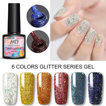 

1 Bottle MAD DOLL Nail Gel Polish Christmas Series Colorful UV Gel Sequins Soak Off Long Lasting Nail DIY Design Gel Varnish