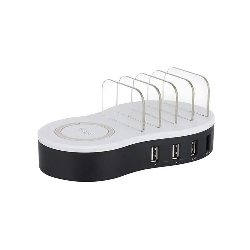 

HOT-Smart Four Port USB + Wireless Charging Station User Guide Compatible With Apple Ipad Iphone And Android Cell Phone And Tabl