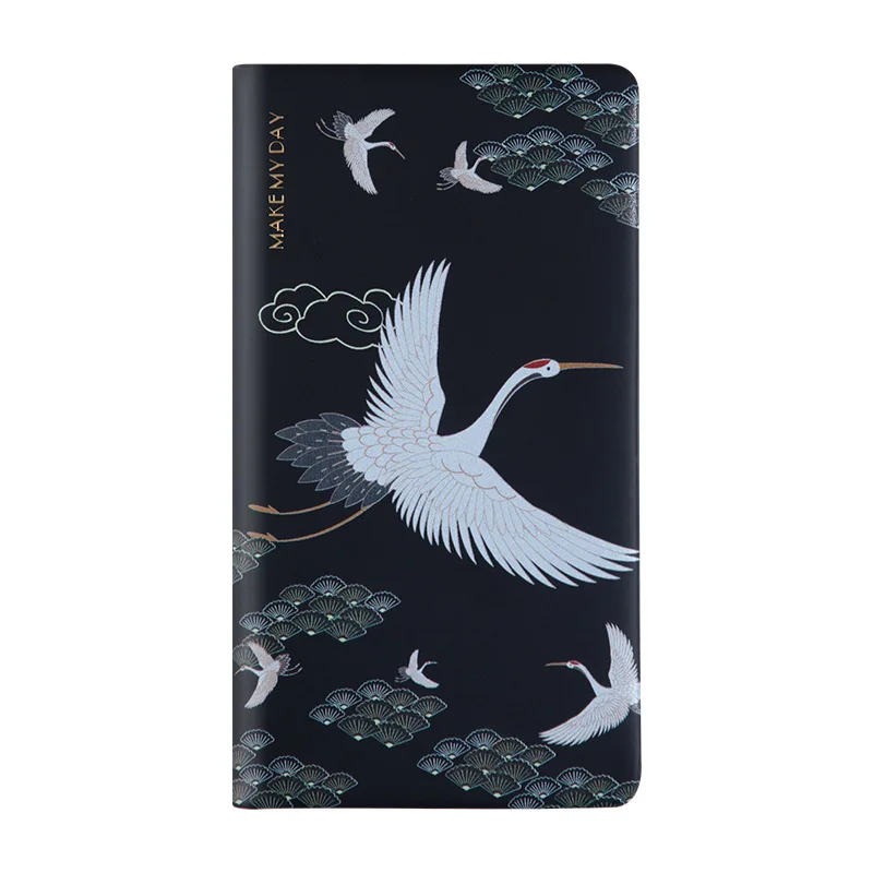 Креативный китайский стиль кран Летающий кран высокое качество ручная книга А6 портативный календарь прекрасный блокнот - Цвет: black