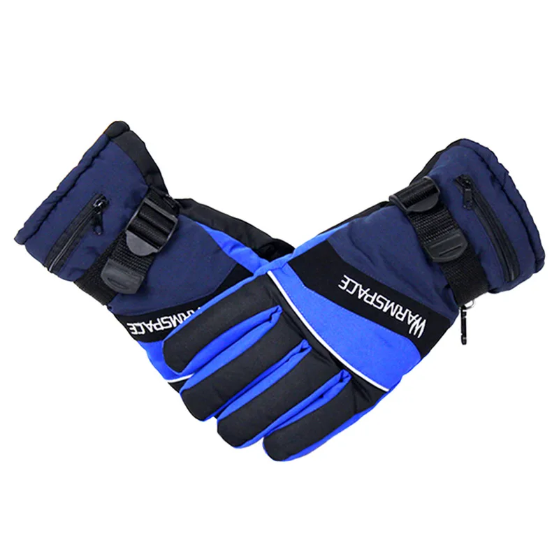 4 теплых часа+ литиевая батарея перчатки с подогревом зимние уличные лыжные перчатки для рыбалки с подогревом утепленные хлопковые перчатки износостойкие - Цвет: Синий