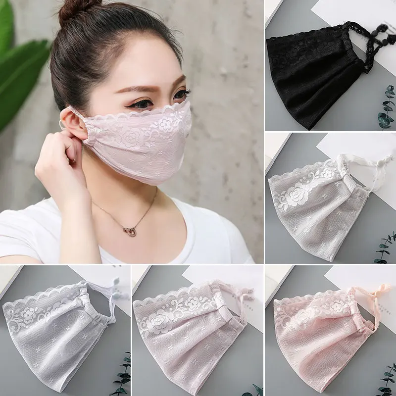 Women Thin Chiffon Masks Summer Sunscreen Driving Mouth Masks Breathable Reusable Face Mask Windproof Mouth-muffle Mask Cover