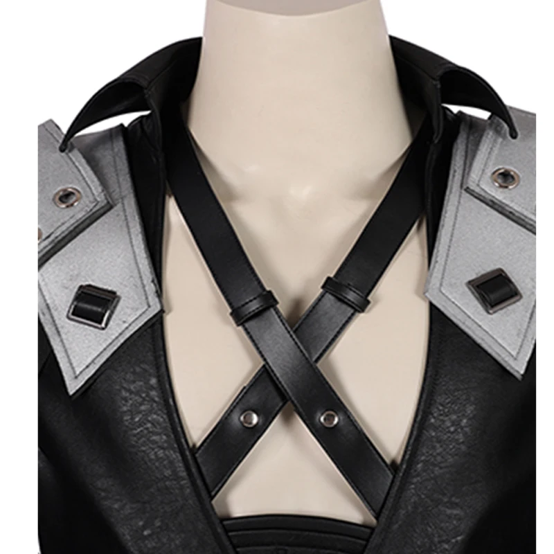 CosDaddy Sephiroth Косплей Костюм боевой костюм черный PU наряд FF7 Shin'Ra костюм