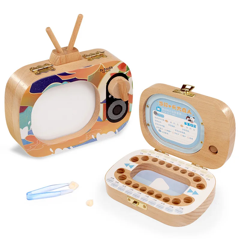 

Children Deciduous Teeth Anniversary Box GIRL'S Replace Teeth Collection Box Wooden Deciduous Teeth Box Boy TV Save Anniversary