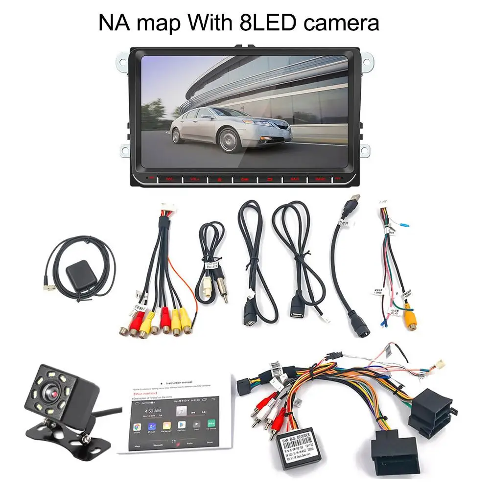 9 дюймов Автомобильный HD сенсорный экран MP5 плеер 2 Din gps навигация Wifi Bluetooth автомобильный Радио Android 8,1 16G мультимедийный плеер - Цвет: NA map with camera