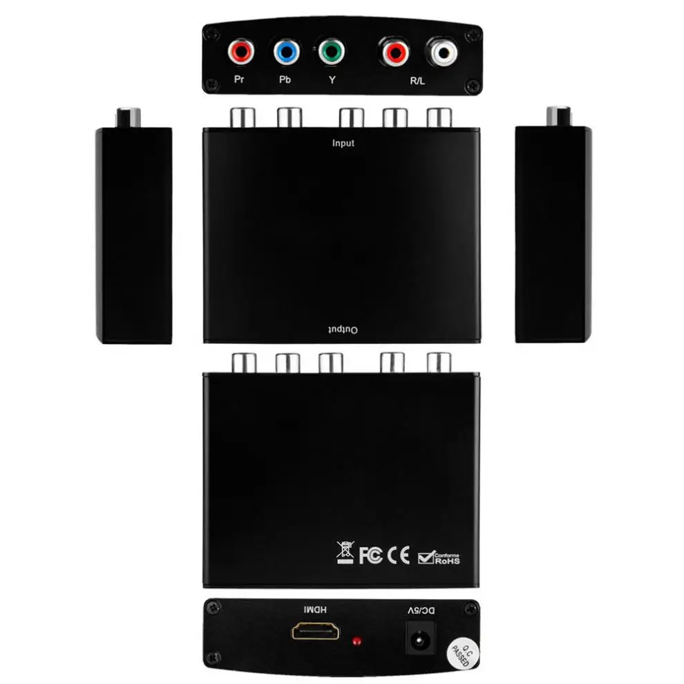 5 RCA компонентный видео YPbpr RGB R/L аудио к HDMI HDTV конвертер