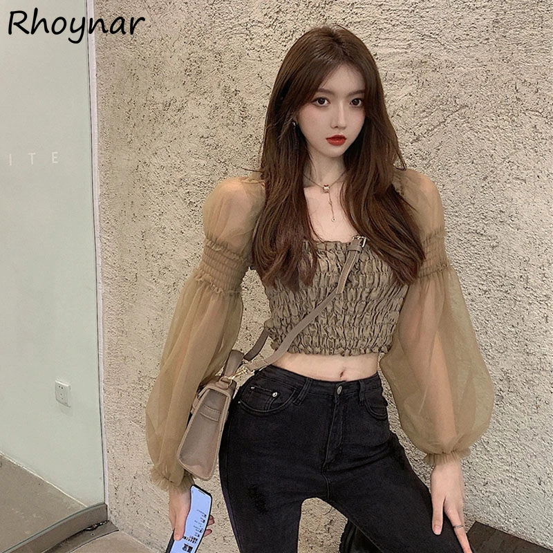 Blusas a la moda para blusa Sexy De malla corta con cuello De barco y ombligo con espalda descubierta, Blusas informales bonitas que combinan con todo|Blusa| - AliExpress