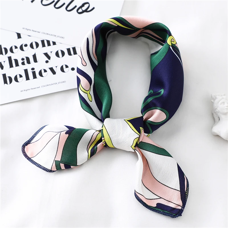 Женский шелковый шарф квадратный платок дамские шейные шарфы дизайнерский платок с принтом модные шарфы для волос для девушек - Цвет: FX-117